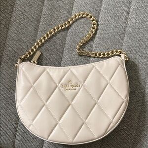 Kate Spade Beige Quilted Shoulder Bag with Gold Chain